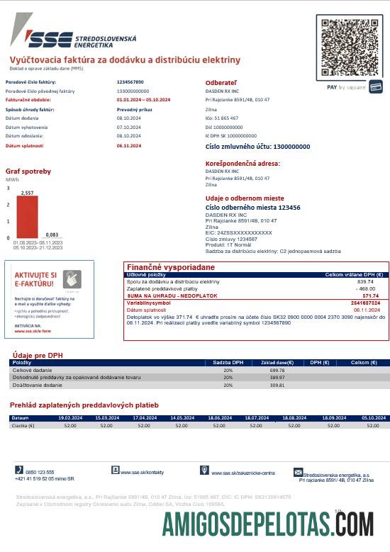 realista Eslováquia Stredoslovenka Energetika modelo de conta de serviços públicos em formatos Word e PDF